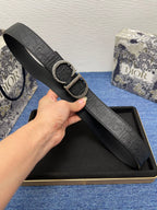 CD Belt 35mm Kumo Cannage Pattern Black Leather Bronze Buckle