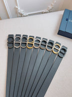 CD Belt 35mm Black Blue Leather Silver Logo Buckle