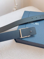 CD Belt 35mm Black Blue Leather Silver Buckle