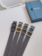 CD Belt 35mm Brown Black Leather Gold Buckle