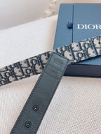 CD Belt 35mm Black Beige Canvas Black Calfskin Silver Buckle