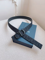 CD Belt 35mm Black Canvas Calfskin Black Logo Buckle