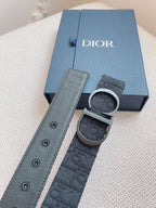 CD Belt 35mm Black Canvas Calfskin Black Logo Buckle