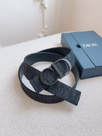 CD Belt 35mm Black Canvas Calfskin Black Logo Buckle