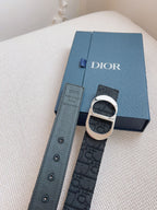 CD Belt 35mm Black Canvas Calfskin Silver Buckle