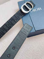 CD Belt 35mm Black Canvas Calfskin Silver Buckle