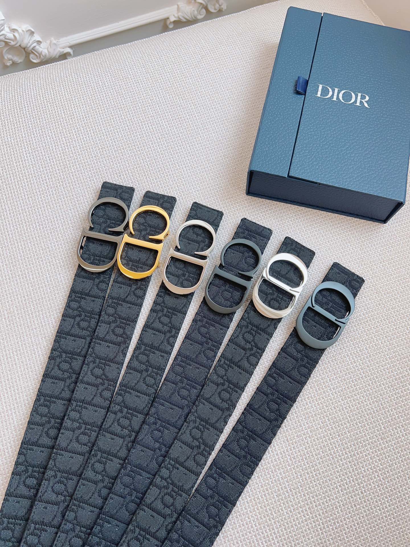 CD Belt 35mm Black Canvas Calfskin Black Buckle
