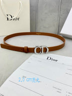 CD Saddle Belt 20mm Brown Calfskin Metal Buckle