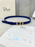 CD Saddle Belt 20mm Blue Calfskin Metal Buckle