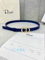 CD Saddle Belt 20mm Blue Calfskin Metal Buckle