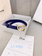 CD Saddle Belt 20mm Blue Calfskin Metal Buckle