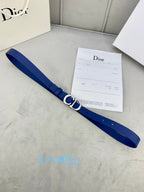 CD Saddle Belt 20mm Blue Calfskin Metal Buckle
