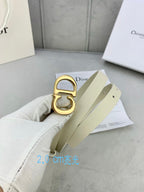 CD Saddle Belt 20mm Cream Calfskin Metal Buckle