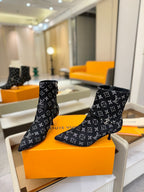 LV 6AM Ankle Boots 55mm Heel Navy Blue Denim 504807