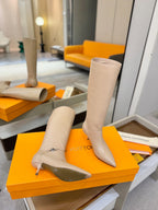LV 6AM High Boots 55mm Heel Cream Calfskin 504806