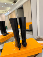 LV 6AM High Boots 55mm Heel Black Calfskin 504805