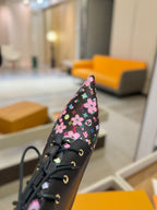 LV Ankle Boot 90mm Black Calfskin Mix Cherry Blossom Monogram 504796