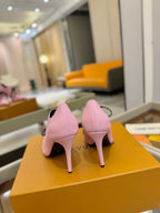 LV Ankle Boot 90mm Pink Calfskin Mix Cherry Blossom Monogram 504795