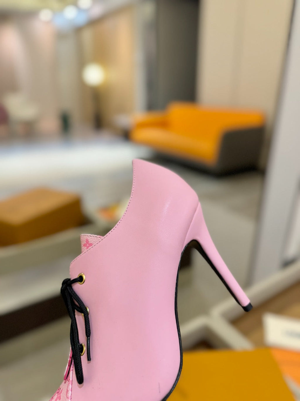 LV Ankle Boot 90mm Pink Calfskin Mix Cherry Blossom Monogram 504795
