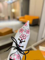 LV Ankle Boot 90mm White Calfskin Mix Cherry Blossom Monogram 504794