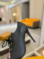 LV Ankle Boot 90mm Black Calfskin Mix Cherry Blossom Monogram 504791