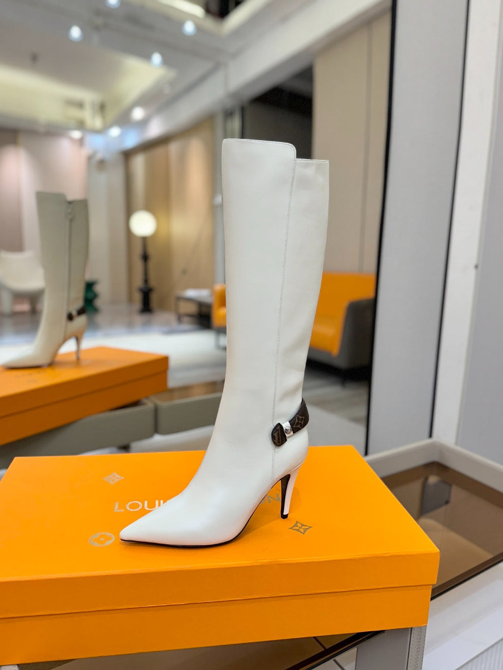 LV Legacy High Boot 90mm White Caflskin 504738
