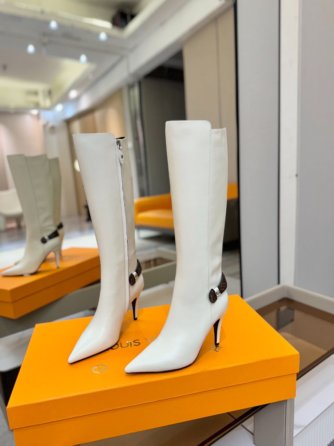 LV Legacy High Boot 90mm White Caflskin 504738