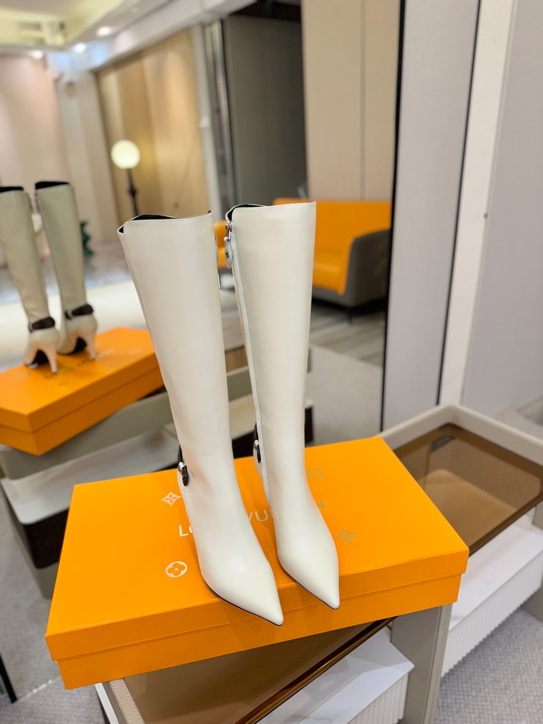 LV Legacy High Boot 90mm White Caflskin 504738