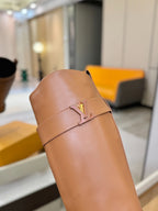 LV Donkey Metal Buckle-Decorated Knight Boots Brown Cowhide 504712