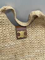 Celin CABAS TRIANGLE Grass Raffia Woven Handbag 126451