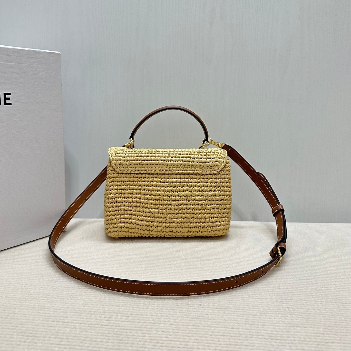 Celin Teen Nino Triumphal Arch Raffia Woven Handbag 128751