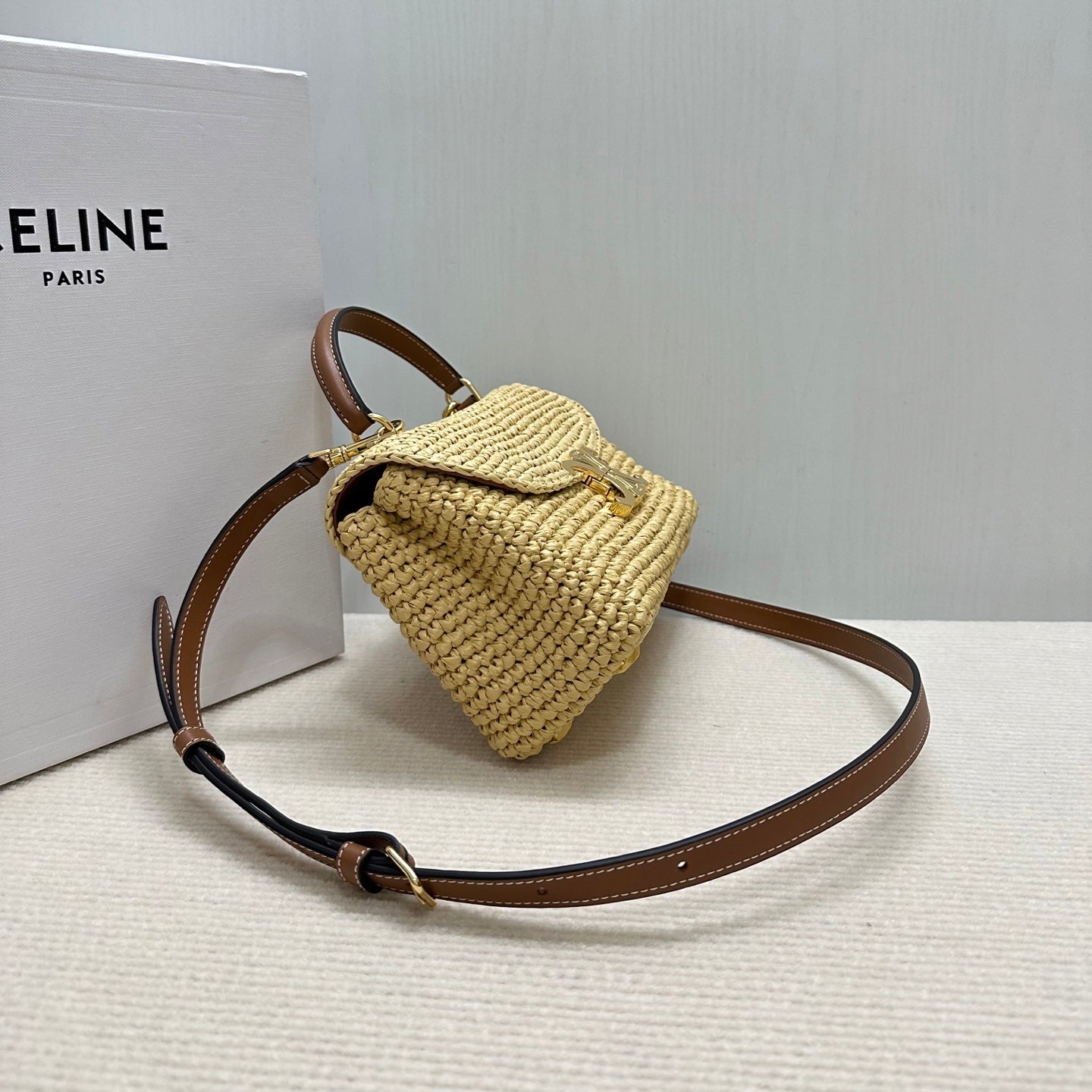 Celin Teen Nino Triumphal Arch Raffia Woven Handbag 128751