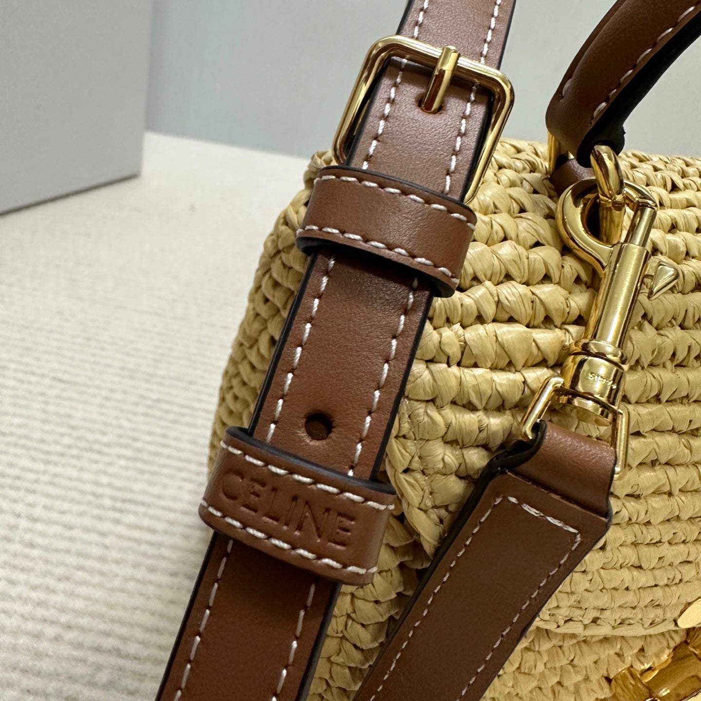 Celin Teen Nino Triumphal Arch Raffia Woven Handbag 128751