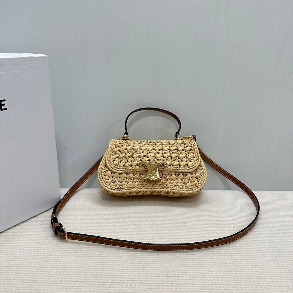 Celin Teen Lola Small Raffia Woven Handbag 129136