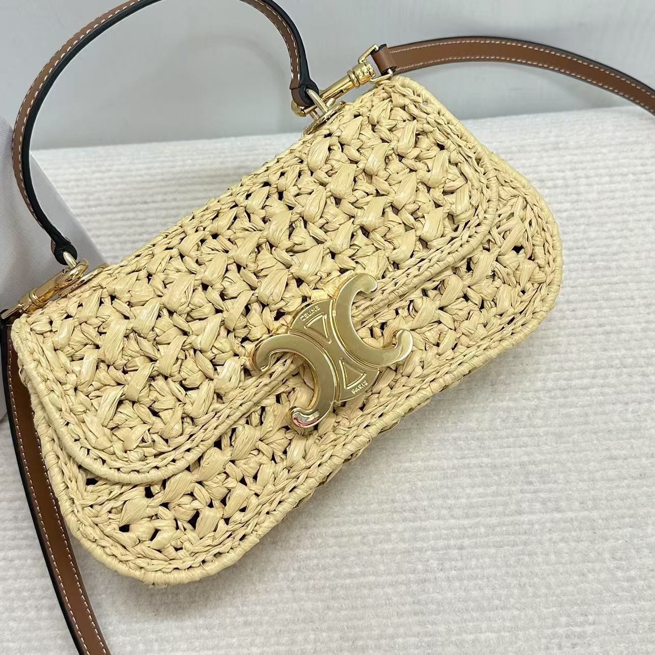 Celin Teen Lola Small Raffia Woven Handbag 129136