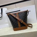 Celin Triomphe Canvas Bucket Bag Brown Cowhide 131737