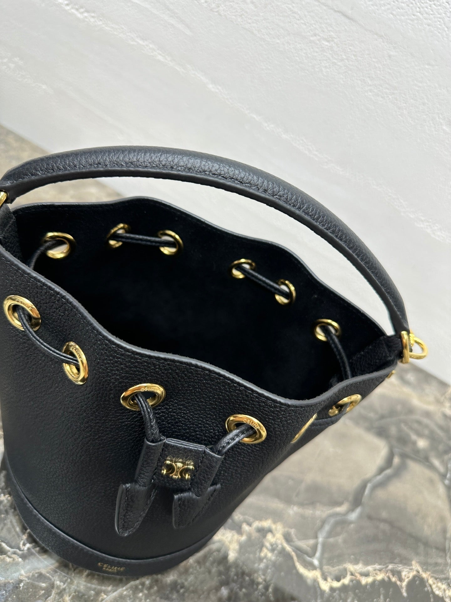 Celin Teen Clara Bag Black Grained Calfskin 131625