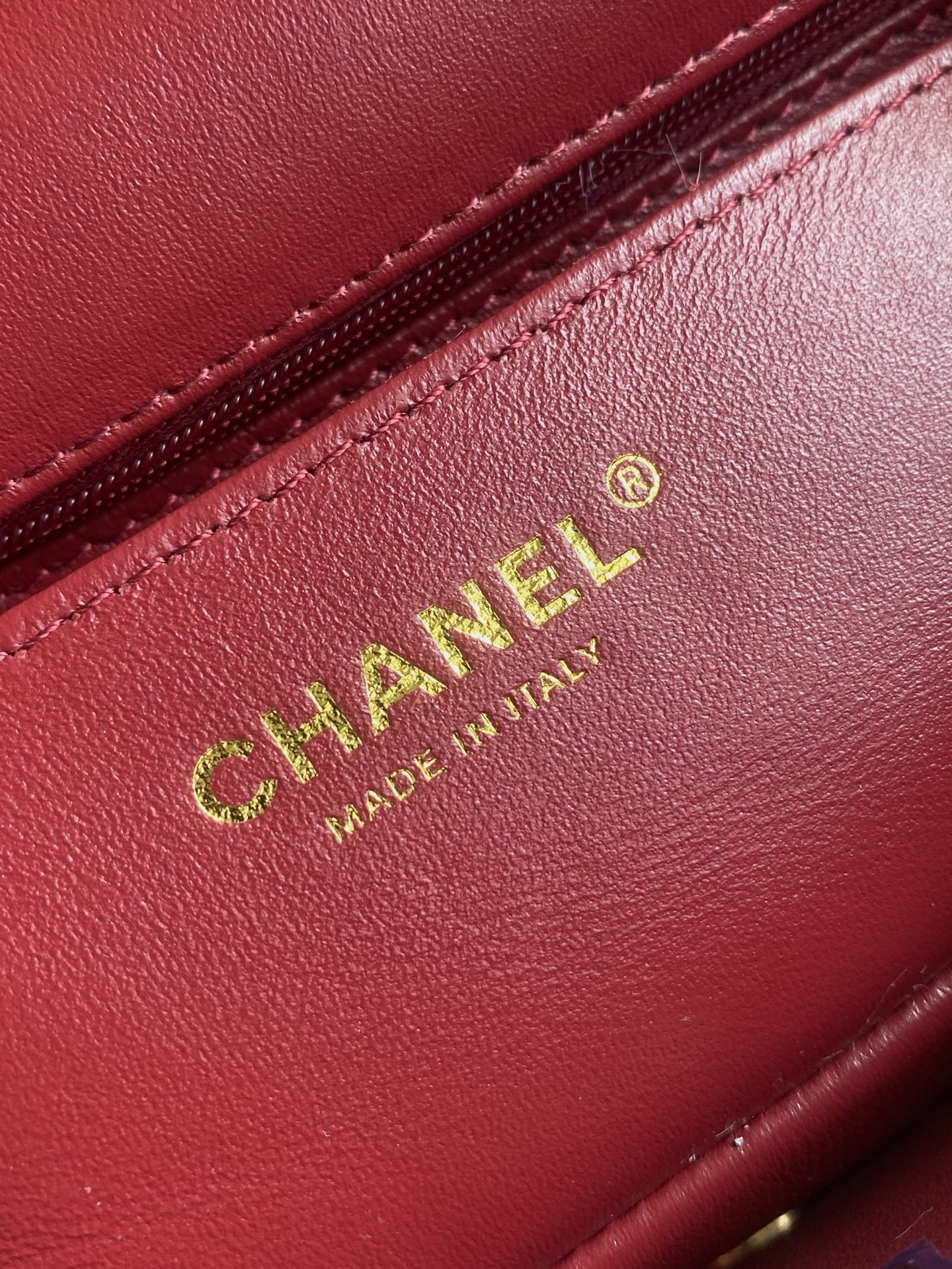 Mini CF 25 Flap Bag Red Shearling