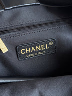 CC 25A Small Tote 36cm Chocolate Brown Suede Black Calfskin