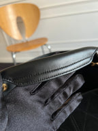 CC 25A Small Tote 36cm Black Suede Black Calfskin
