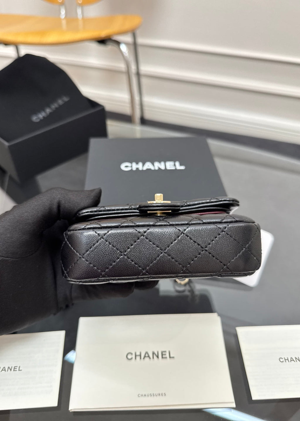 CC 25A Super Mini Bag 12.5cm Black Lambskin