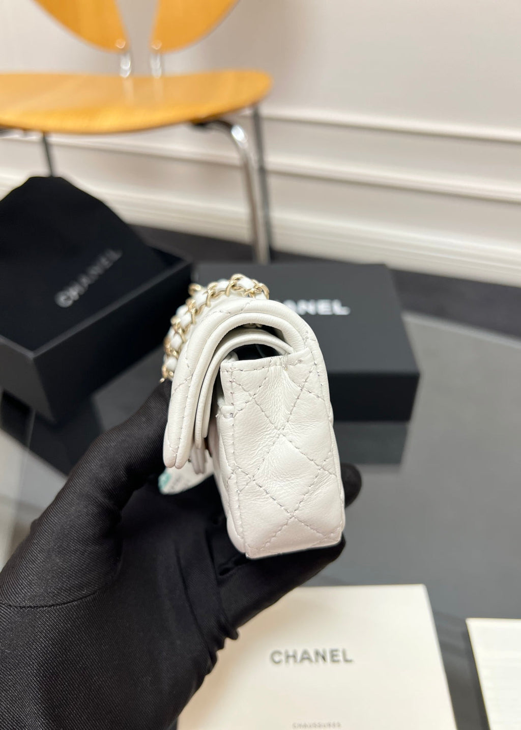 CC 25A Super Mini Bag 12.5cm White Lambskin