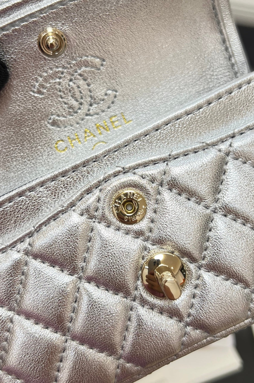 CC 25A Super Mini Bag 12.5cm Silver Lambskin