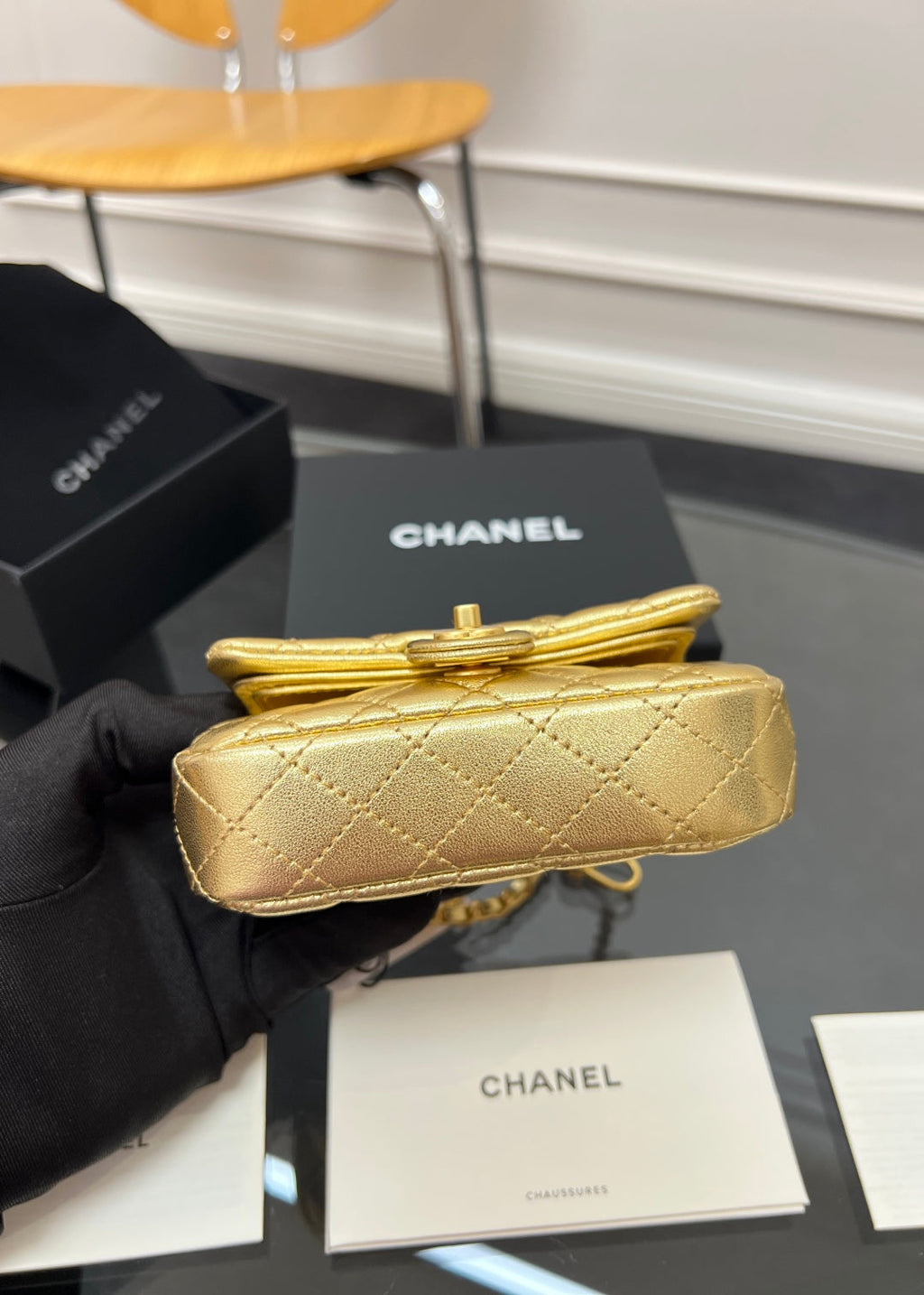 CC 25A Super Mini Bag 12.5cm Gold Lambskin