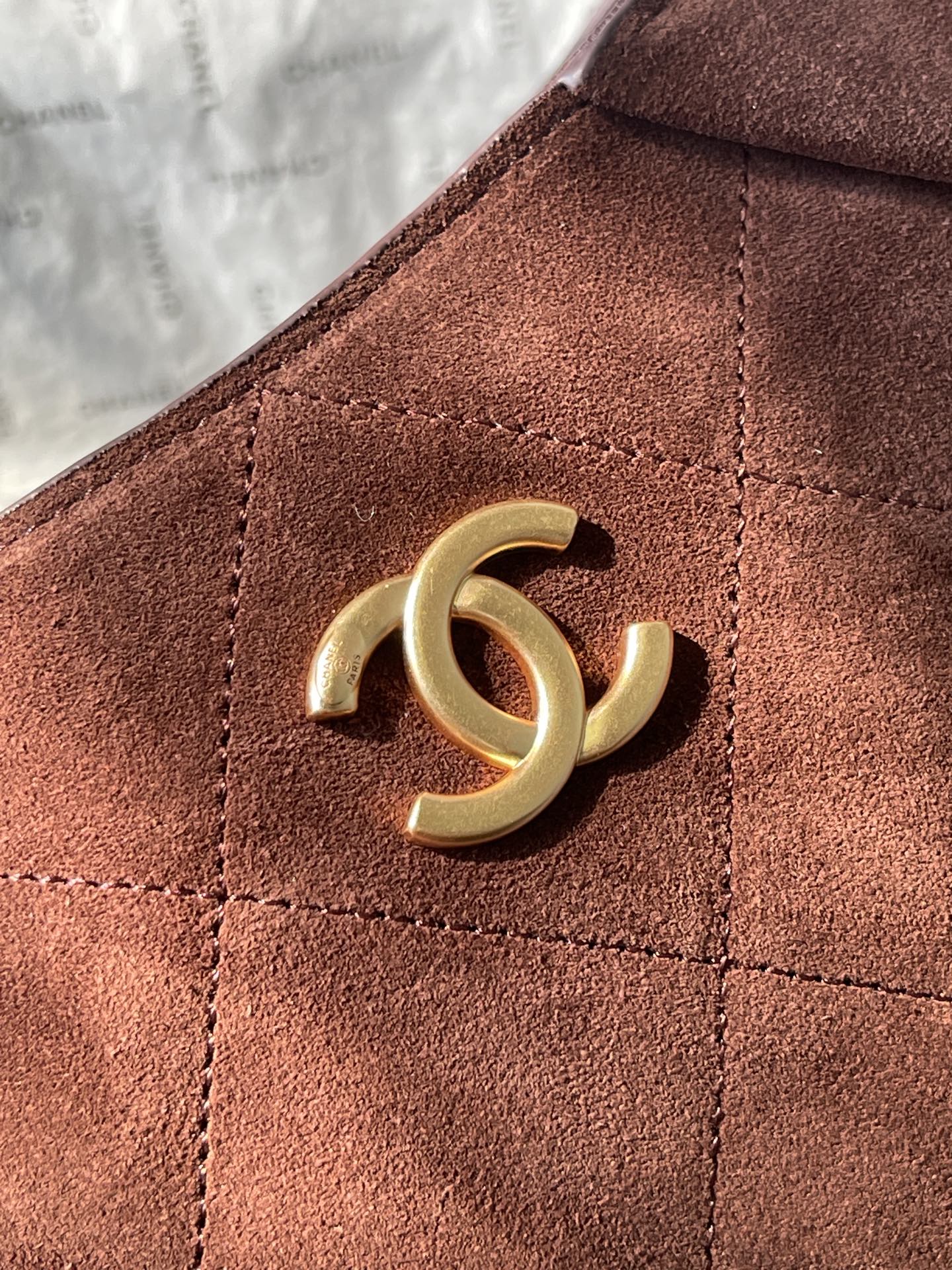 CC 25A Tote Bag 33cm Dark Brown Suede