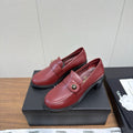 CC 25K Logo Button Loafers 35mm High Heel Red Calfskin 517623