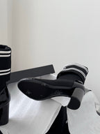 CC 25K Ankle Sock Boots 85mm Heel Black Patent Calfskin and Lambskin 508003