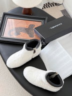 CC 25K White Furry Ankle Boots 507929