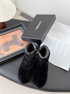 CC 25K Black Furry Ankle Boots 507928