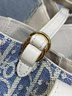 CD bucket bag 21cm  natural canvas with creamy white calfskin